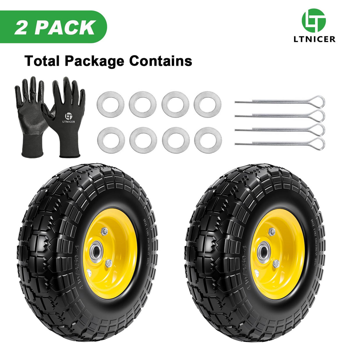 LTNICER puncture-proof tire packaging, ready-to-use accessories included.
