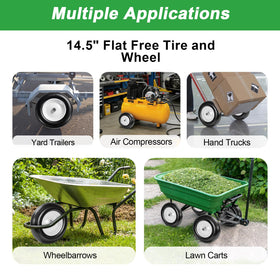LTNICER solid polyurethane tire reduces flats during busy yard work.