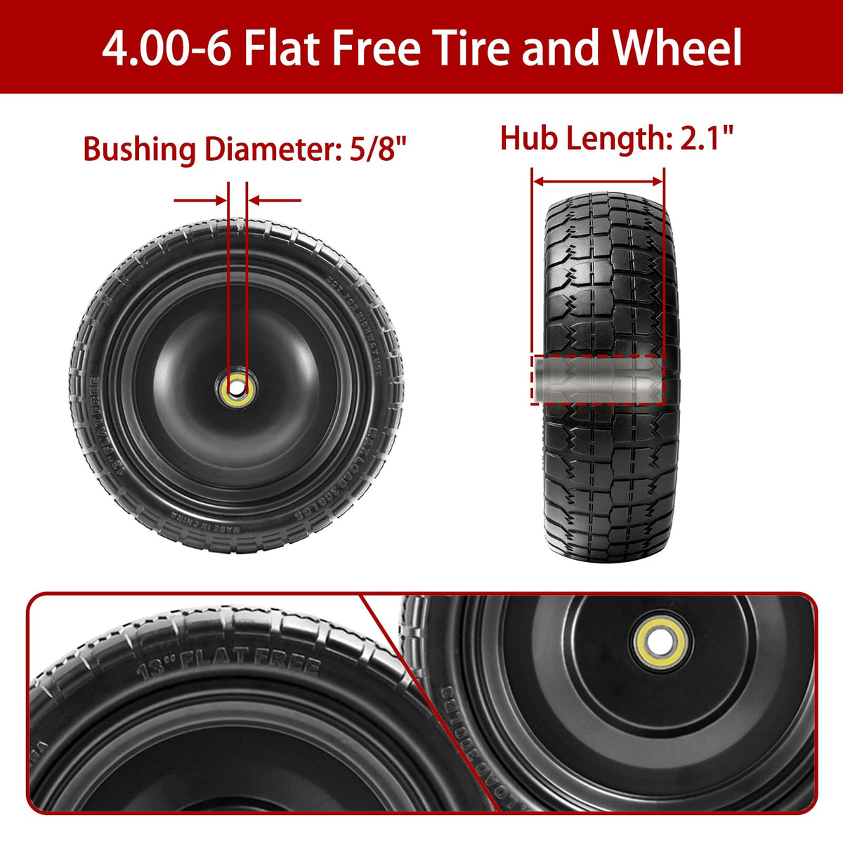 LTNICER solid tire with 2.1in offset hub for stable balance