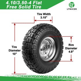 LTNICER solid tire tread close-up highlighting puncture resistance.