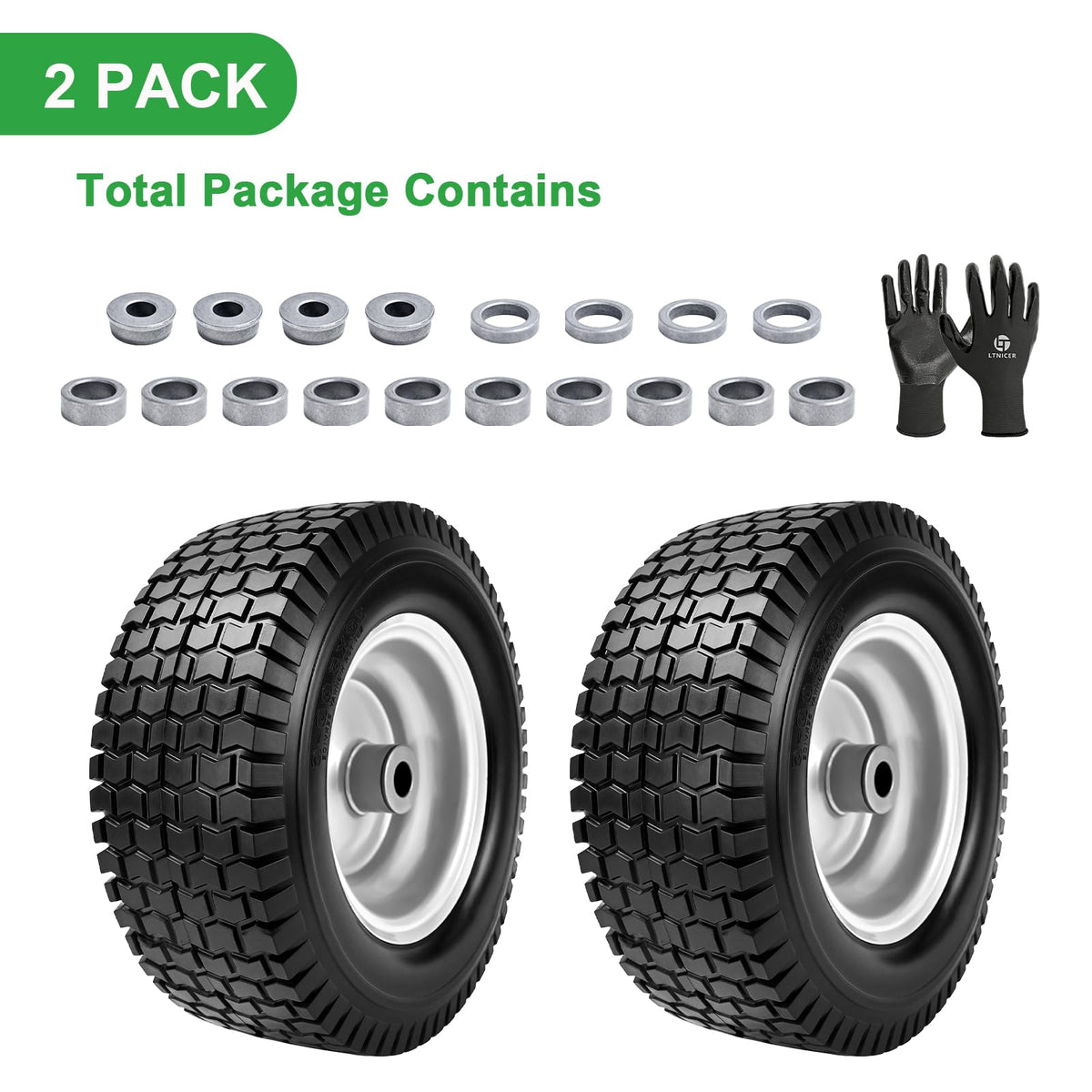 LTNICER turf-friendly chevron tread protects grass while providing traction