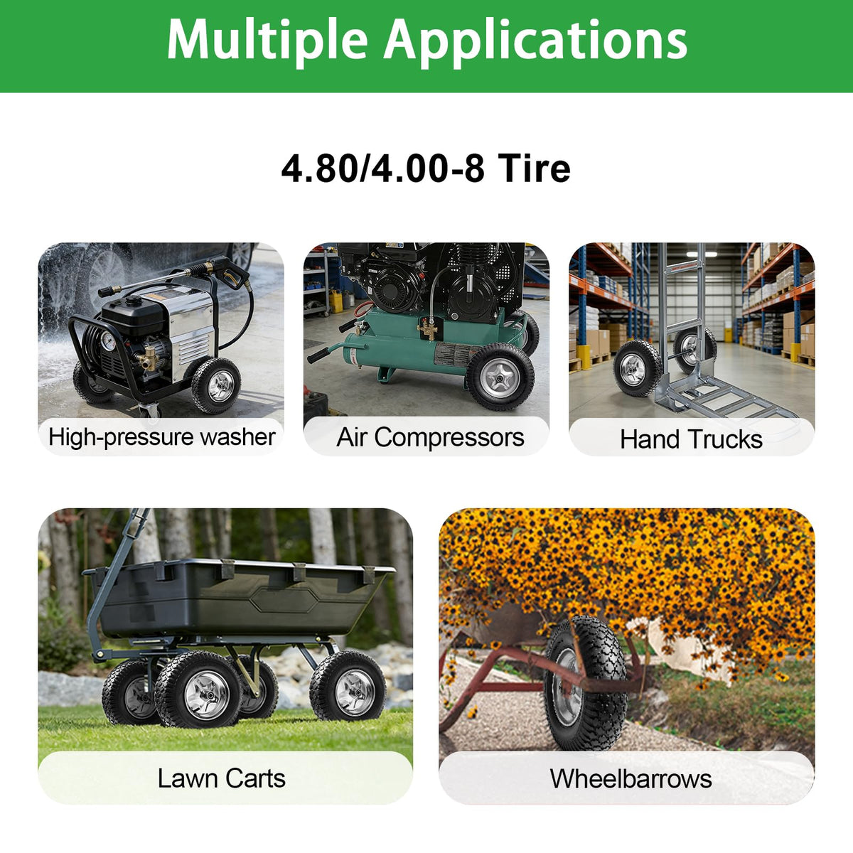 LTNICER compatible with wheelbarrows, lawn carts, and wagons