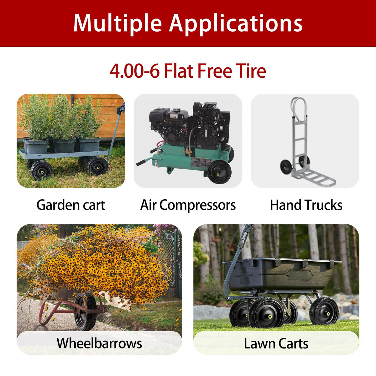 LTNICER yard and garden wagon tire for multiple outdoor tasks