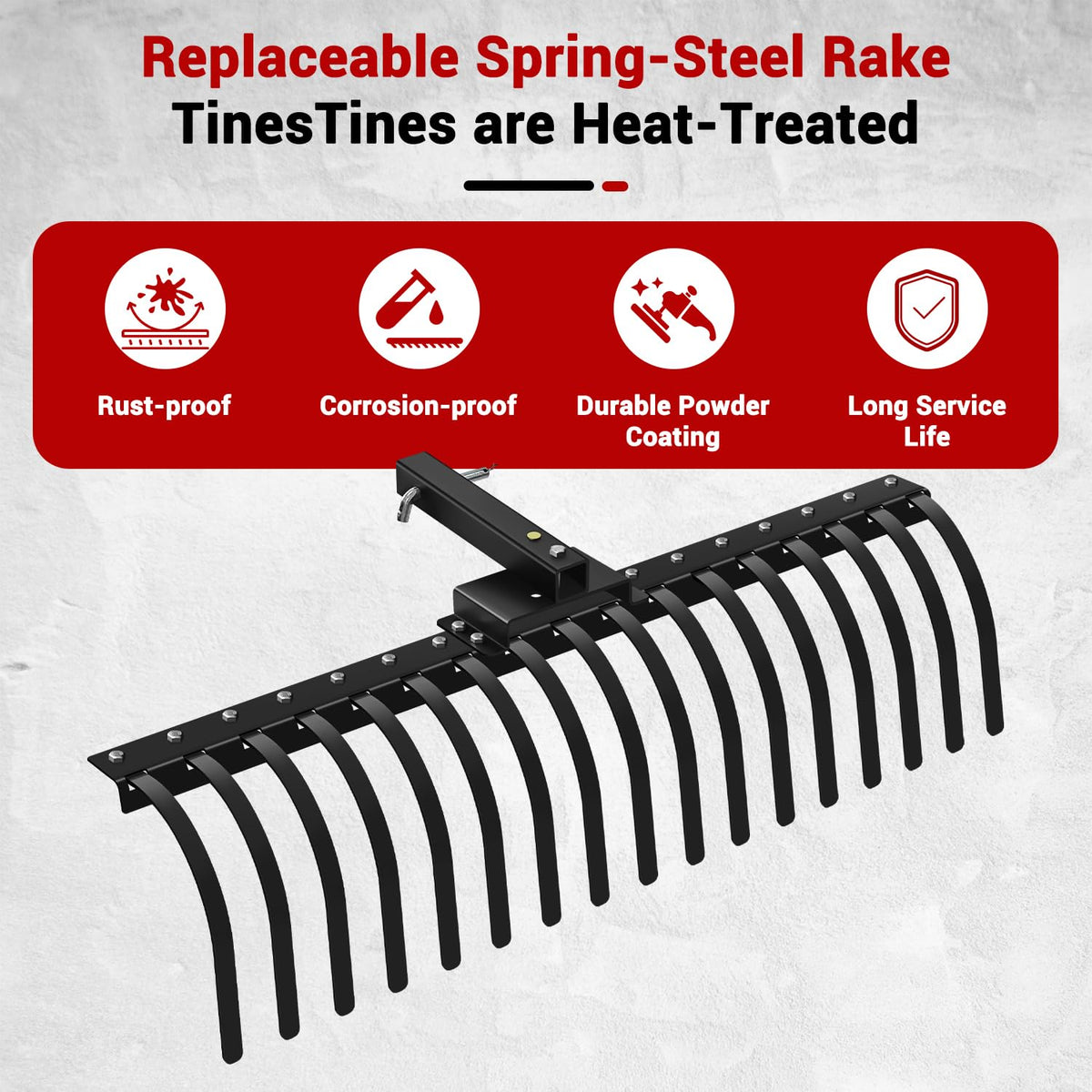 LTSEAME landscape rake 2-inch receiver fit enabling quick attachment