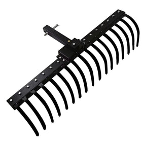 LTSEAME landscape rake mounted on a tractor for efficient large-yard cleanup