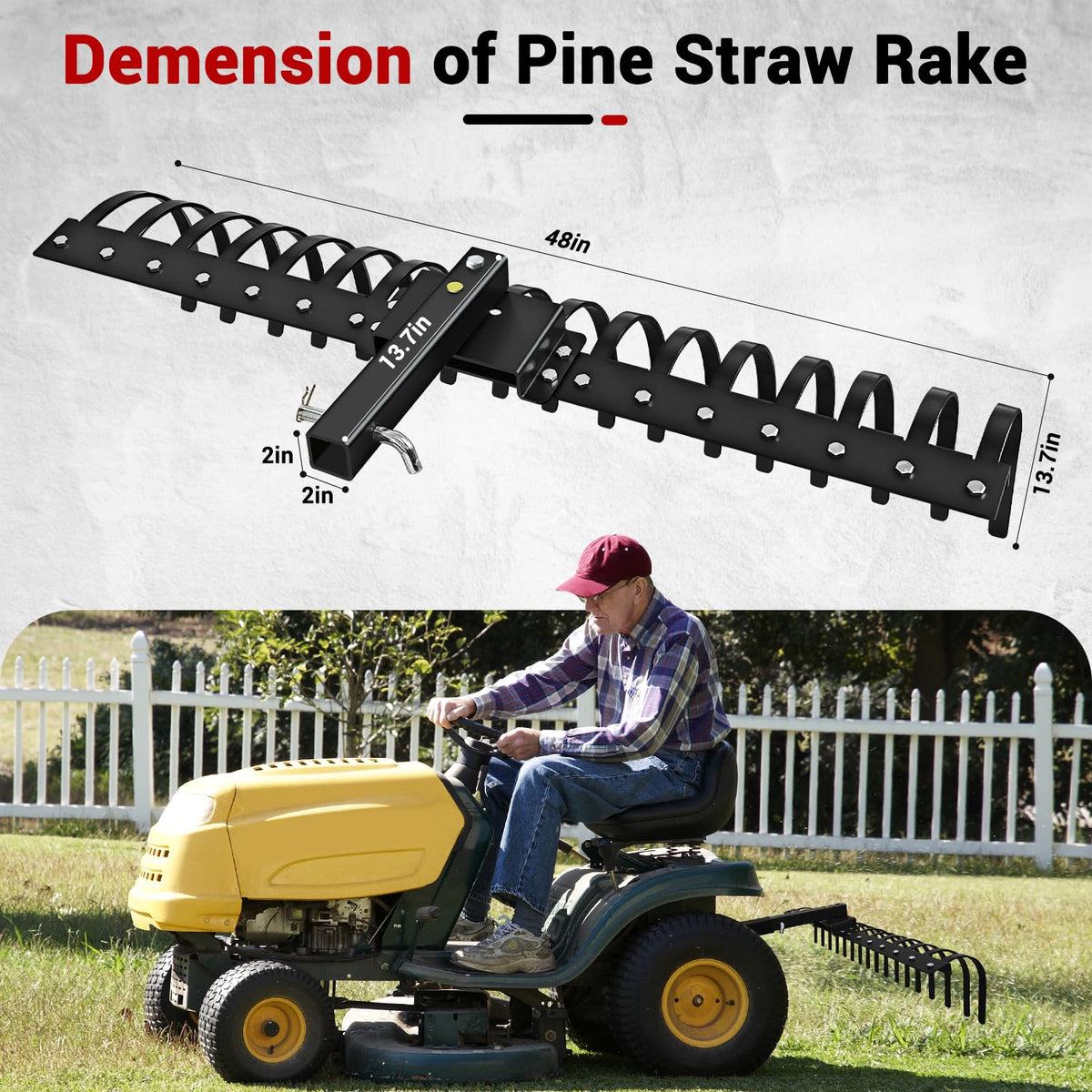 LTSEAME landscape rake tines closeup showing sturdy steel design for heavy debris