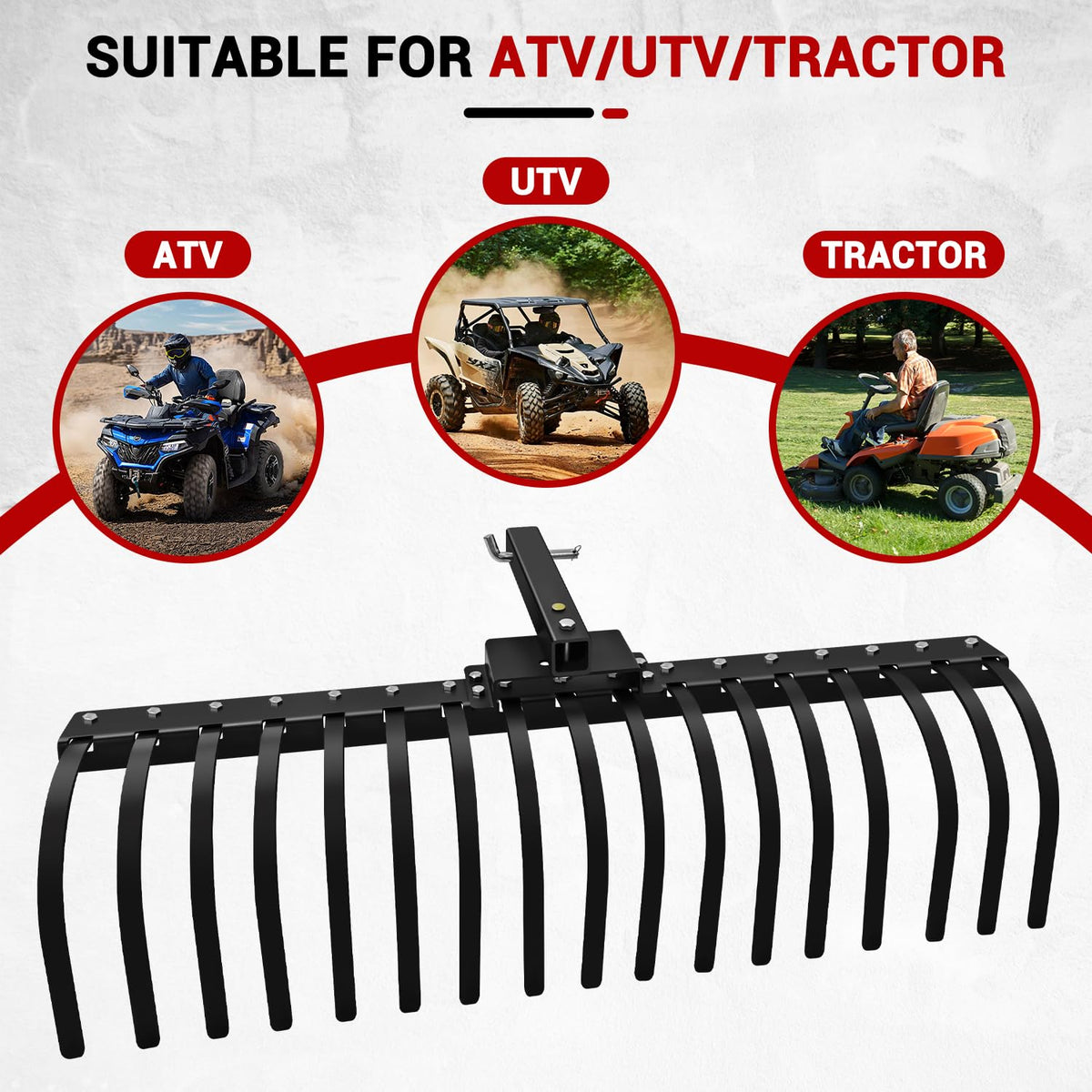 LTSEAME landscape rake wide coverage aids efficient debris removal