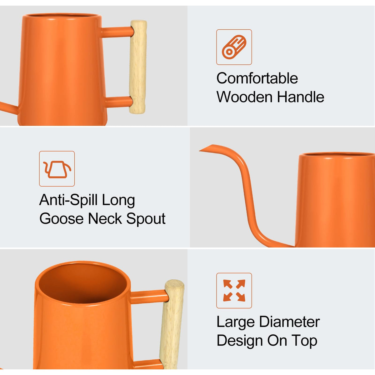 LTSUMI orange watering can enhances decor while tending plants