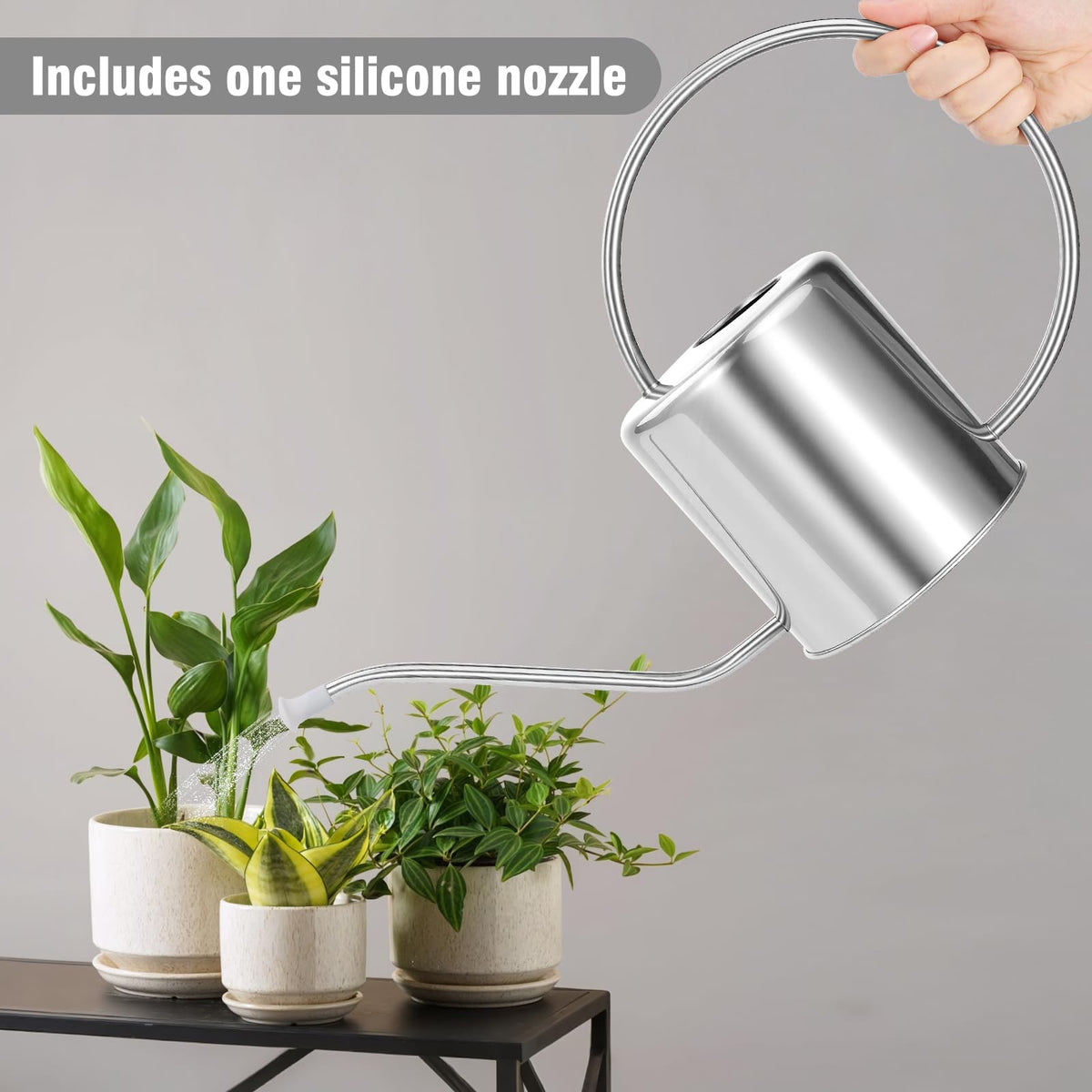 LTSUMI indoor plant decor watering can displayed on a shelf as chic decor.