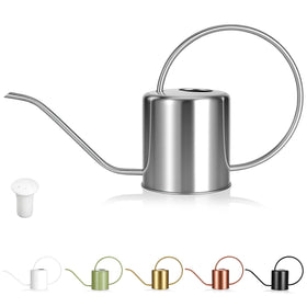 LTSUMI plant watering can 50 oz silver with long spout for precise indoor watering.