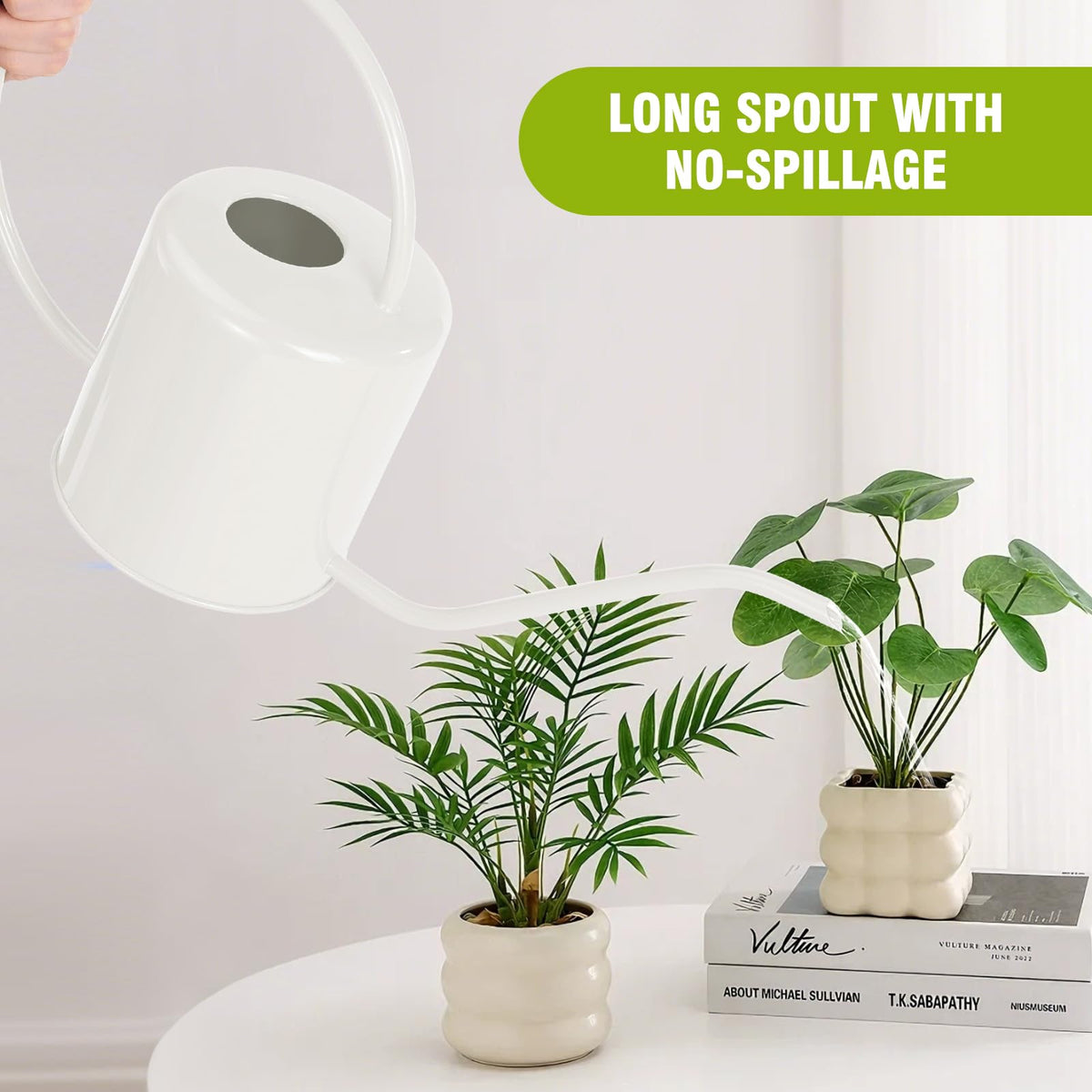 LTSUMI silicone nozzle included for gentle watering of seedlings and delicate plants.