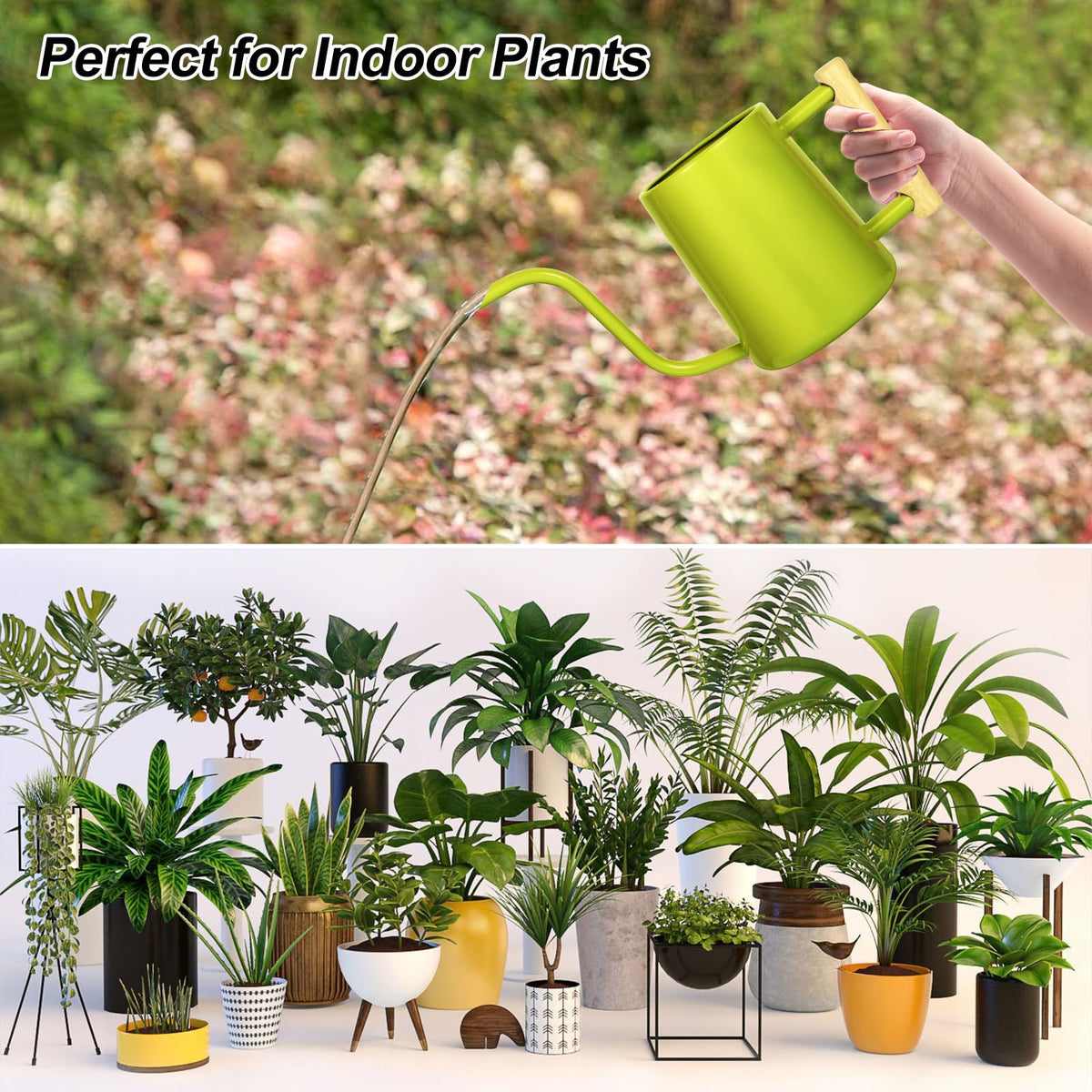 LTSUMI decorative bright-green can enhances shelves and plant stands.