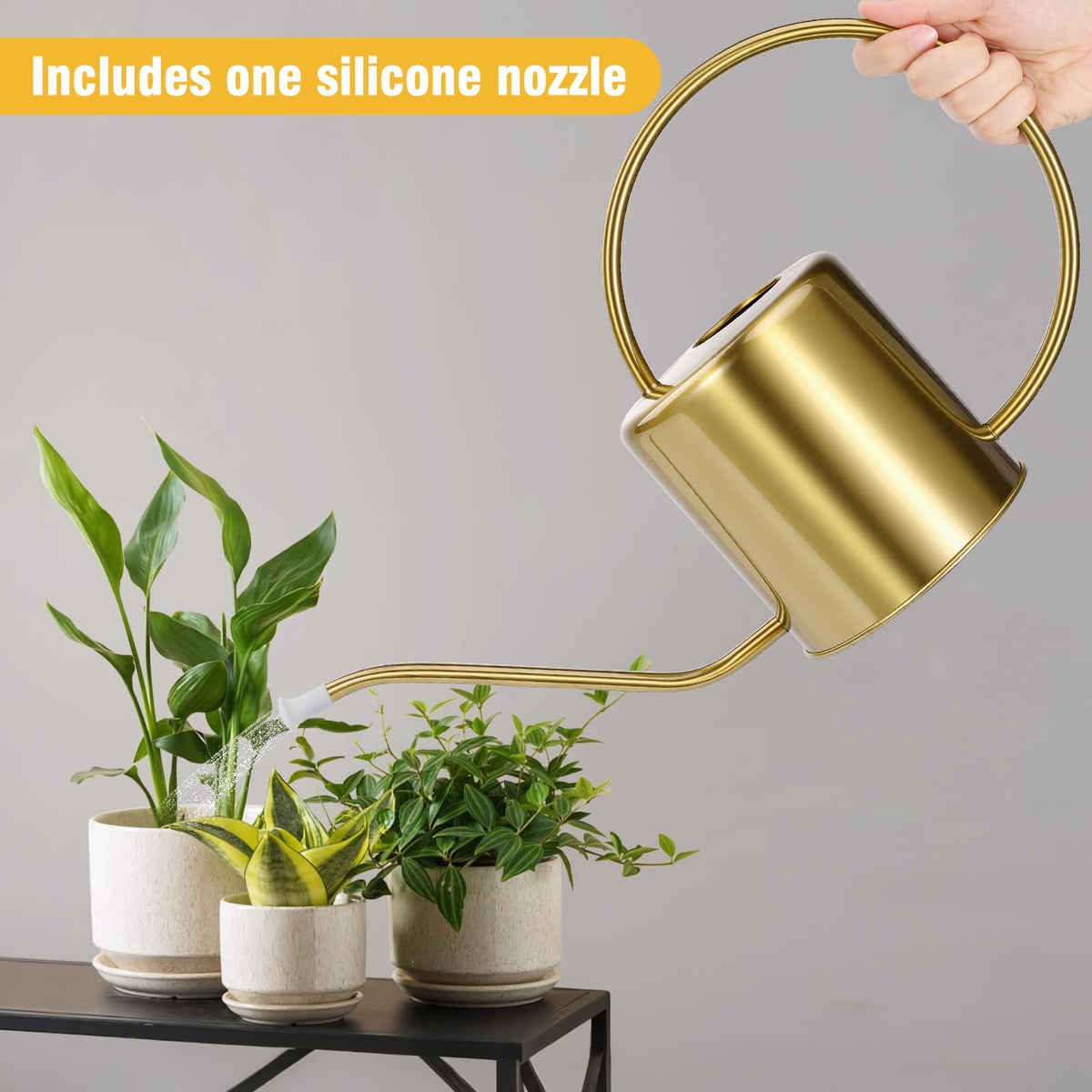 LTSUMI silicone nozzle included for gentler watering of seedlings.