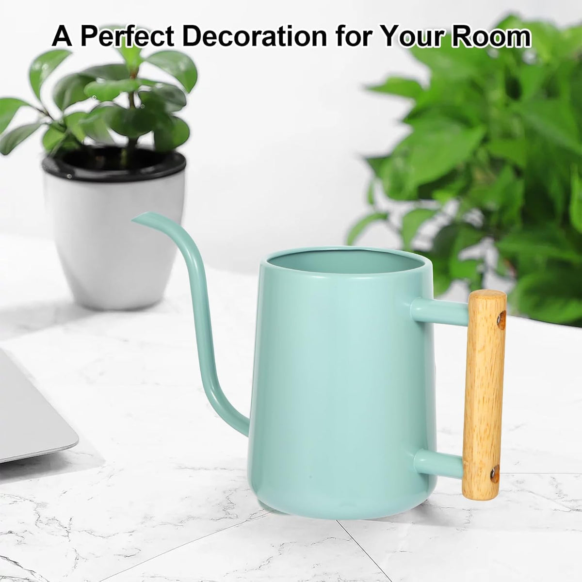 LTSUMI wooden-handle watering can with comfortable grip