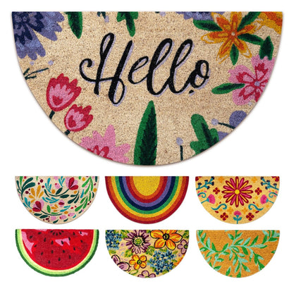 LUA VIKA coir door mat Hello design welcomes guests and traps dirt at the threshold.