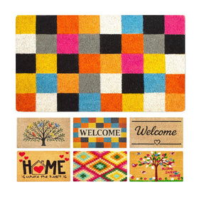 LUA VIKA coir door mat outdoor front entry with non-slip backing protects floors.