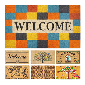 LUA VIKA coir outdoor door mat with modern welcome at the front door