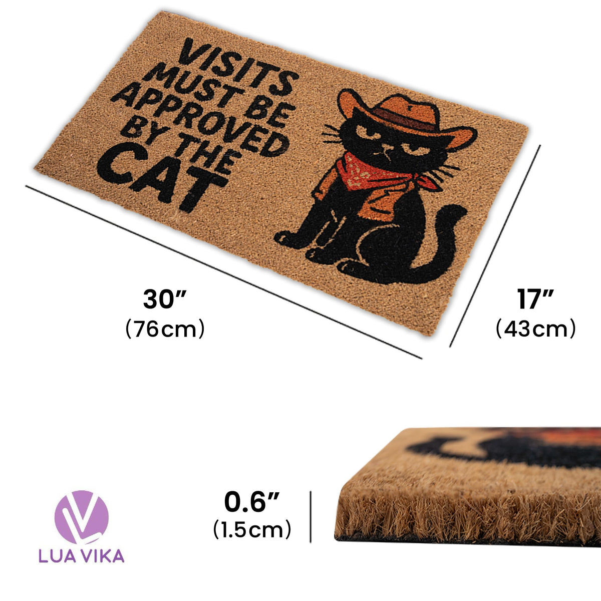 LUA VIKA coir doormat easy to shake clean 17x30 inches