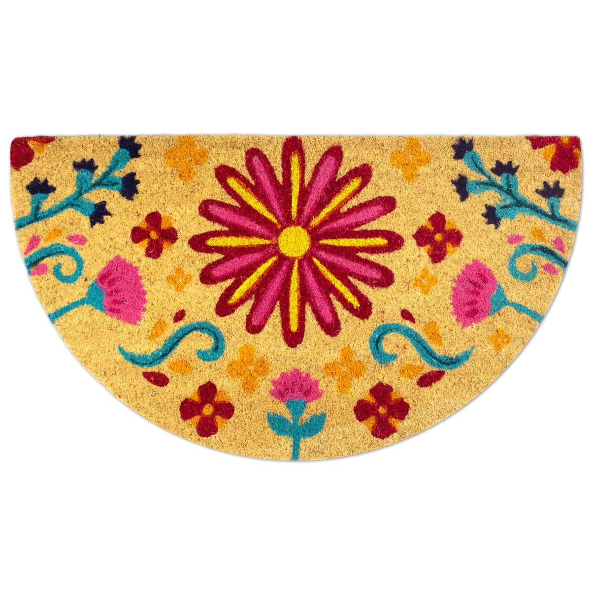 LUA VIKA flowery doormat outdoors shields floors from mud and moisture.