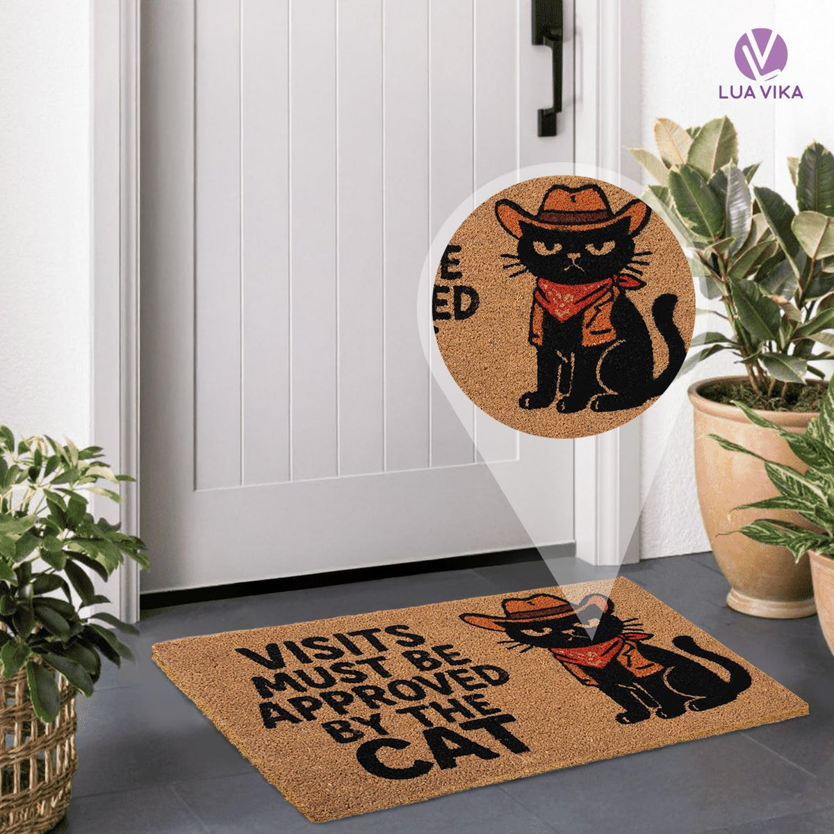 LUA VIKA coir doormat with non-slip PVC backing stays in place