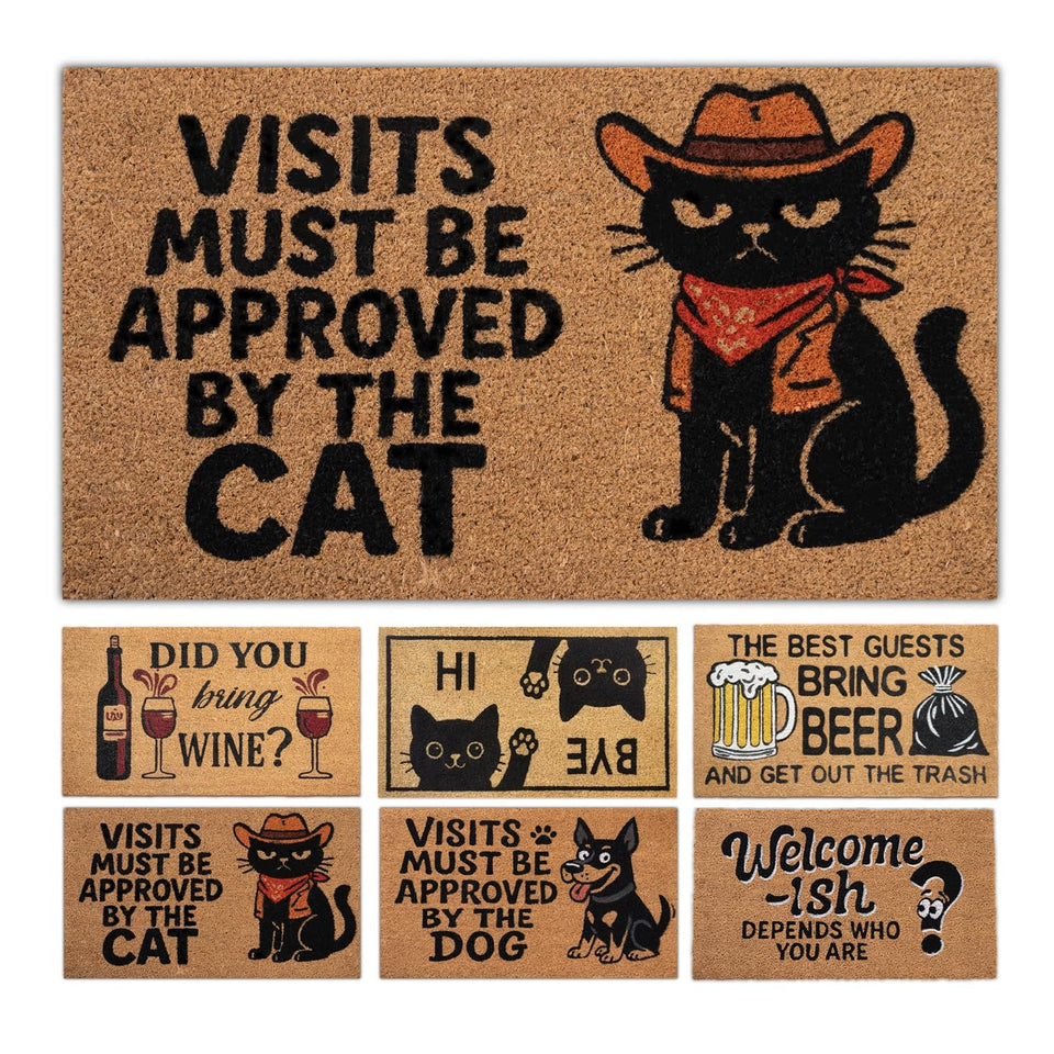 LUA VIKA coir doormat outdoor entrance with funny welcome message for guests