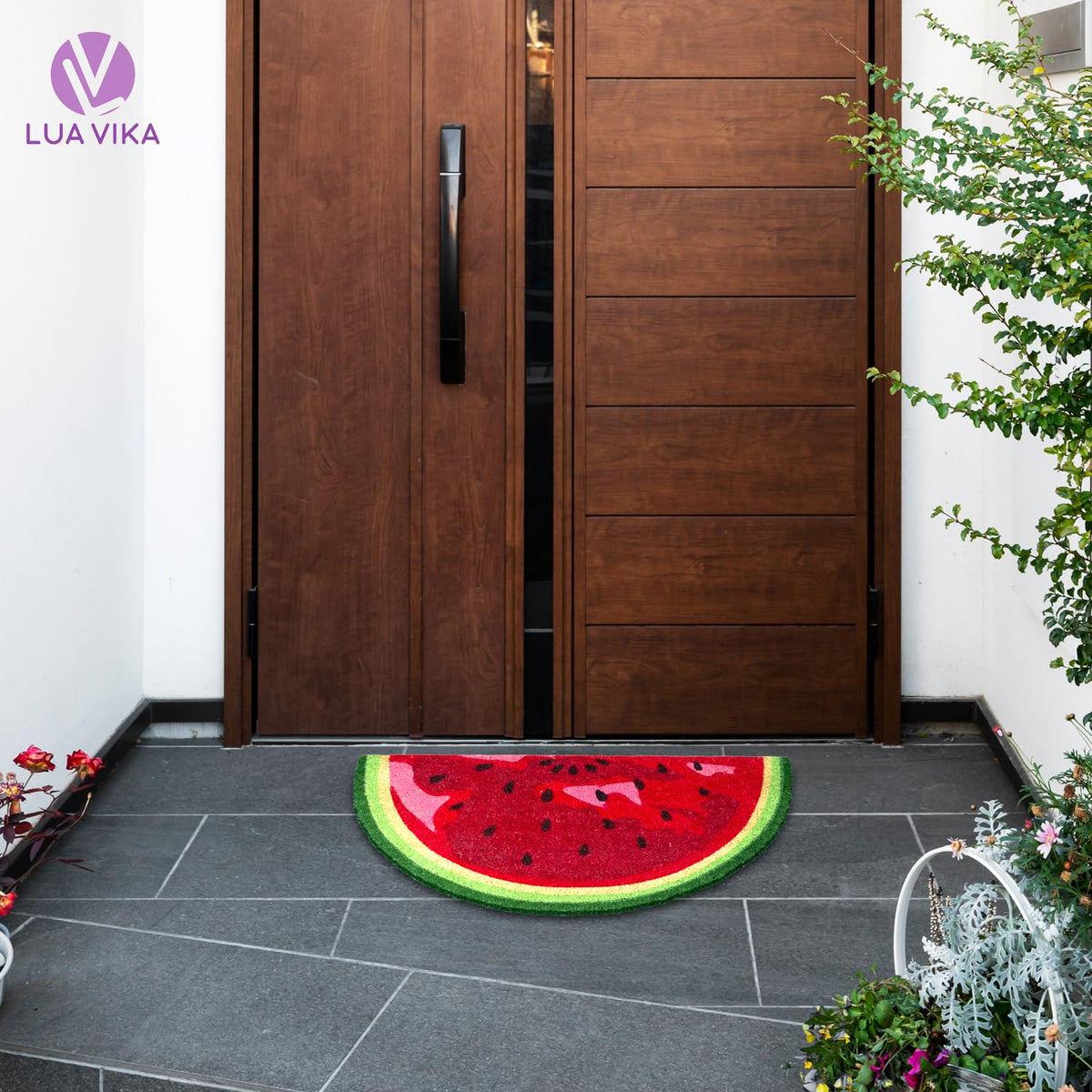 LUA VIKA watermelon motif doormat blends indoors and outdoors for versatile use