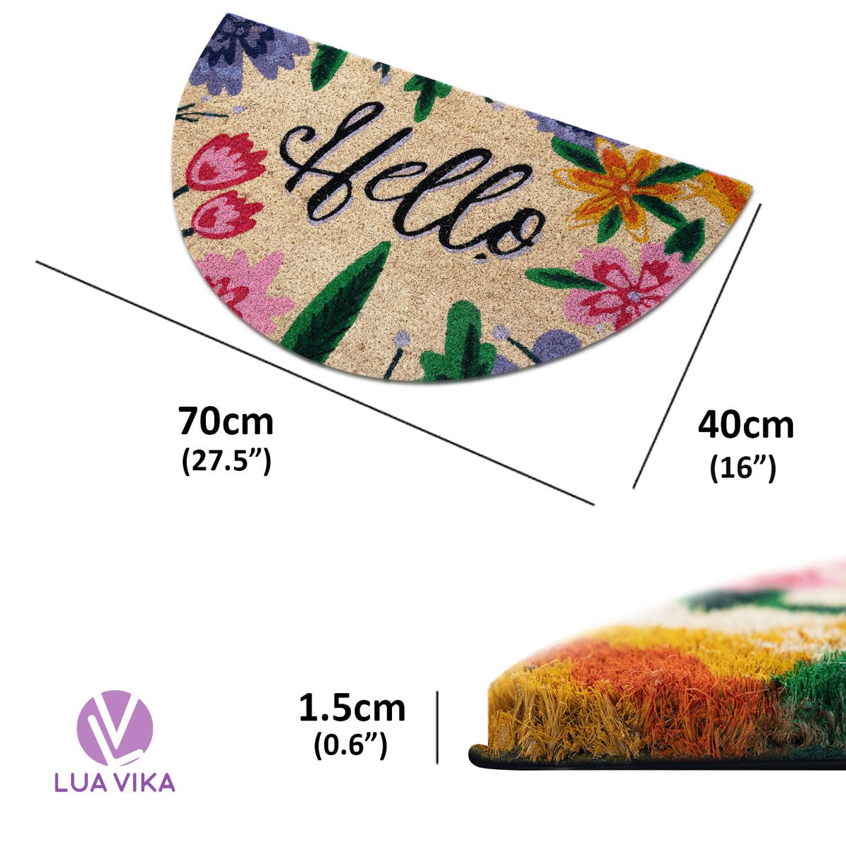 LUA VIKA outdoor entrance mat PVC backing helps prevent slipping.