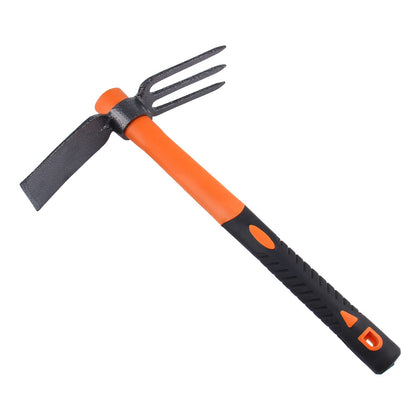 LUBAN 3 Sprongs Dual Head Rake Hoe for rocky soil loosening and prep