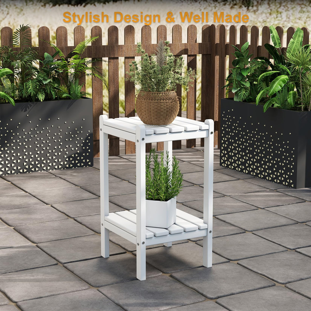 LUBITTE outdoor side table suits indoor and outdoor spaces like patios, decks, and pool areas