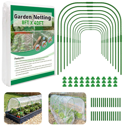 LUBORN garden netting kit over raised beds with ultra-fine mesh for pest protection.
