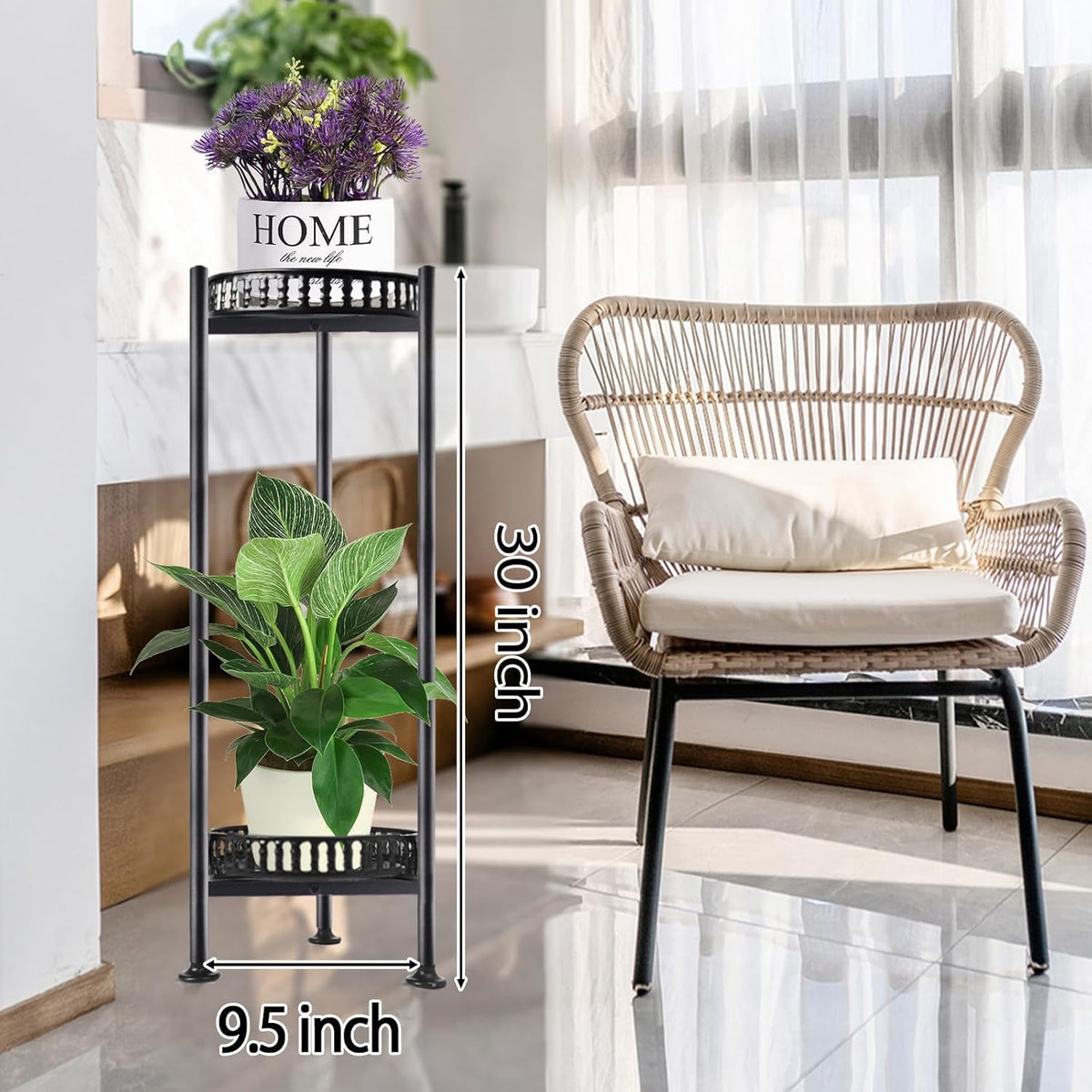 Luborn 30in plant stand front view emphasizing balanced two-tier layout for corner placement
