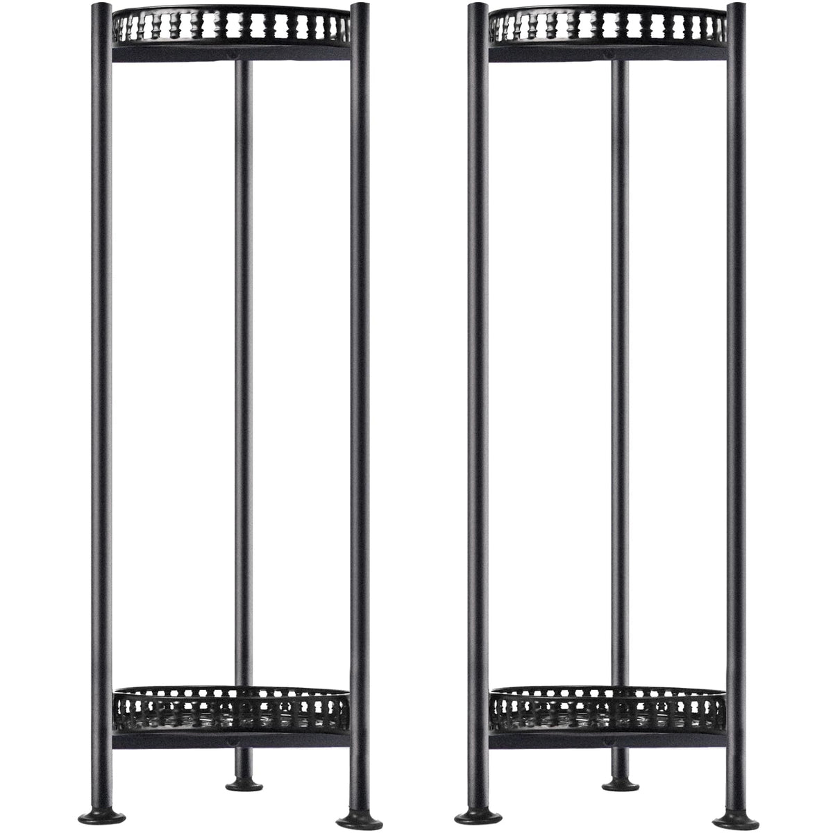 Luborn 30in two-tier plant stand left side view showing sturdy metal frame and pot trays
