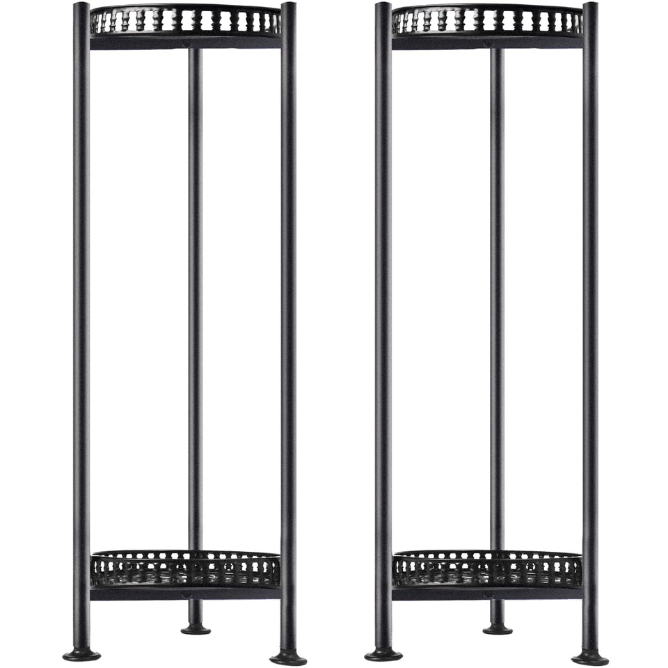 Luborn 30in two-tier plant stand left side view showing sturdy metal frame and pot trays