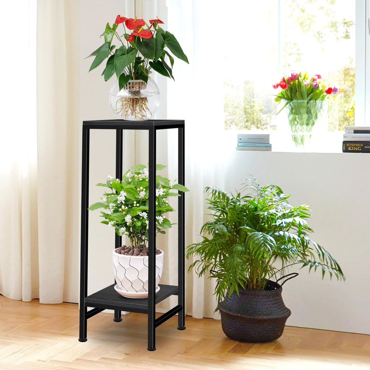 LUBORN 31inch height plant stand elevates plants toward sunlight