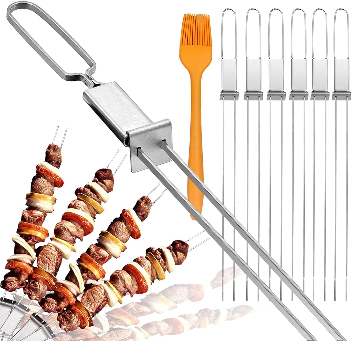 Lucalda 17 inch kabob skewers with push bar for easy removal