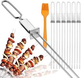 Lucalda 17 inch kabob skewers with push bar for easy removal