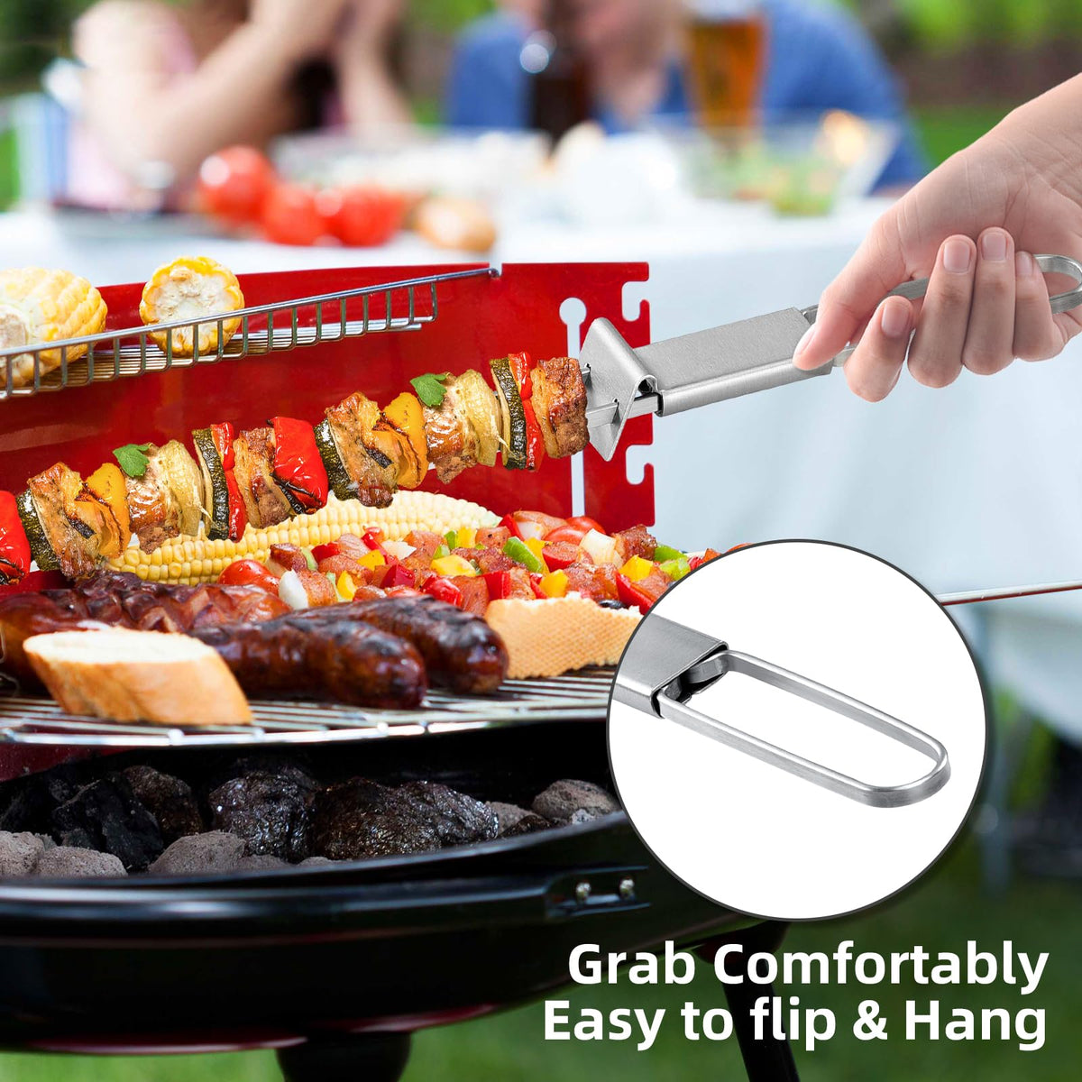 Lucalda professional-grade length fits standard grills for large portions