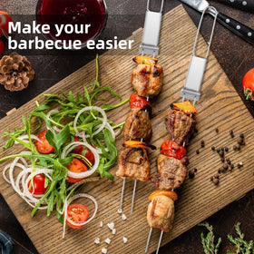 Lucalda skewers versatile for meat shrimp and vegetables on grill.