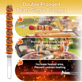 Lucalda skewers thirteen inch length allows grilling more ingredients at once.