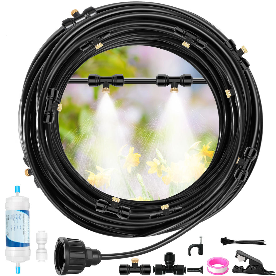lucdnc 50ft misting system outdoors cools patios quickly.