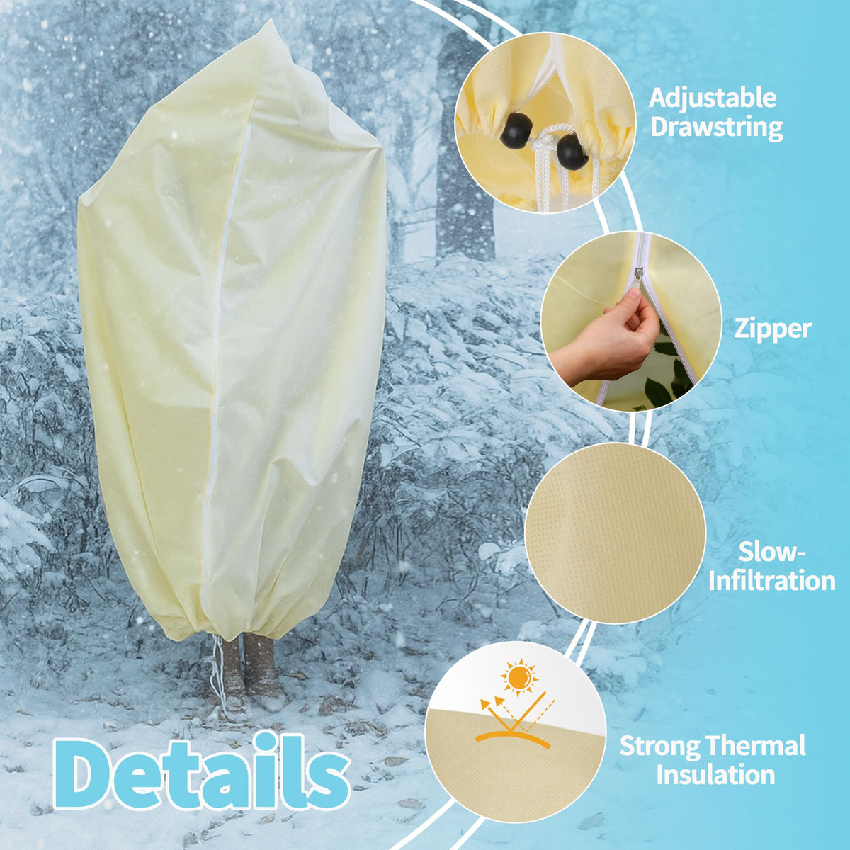 lucdnc breathable frost protection fabric allows sunlight and air for photosynthesis.