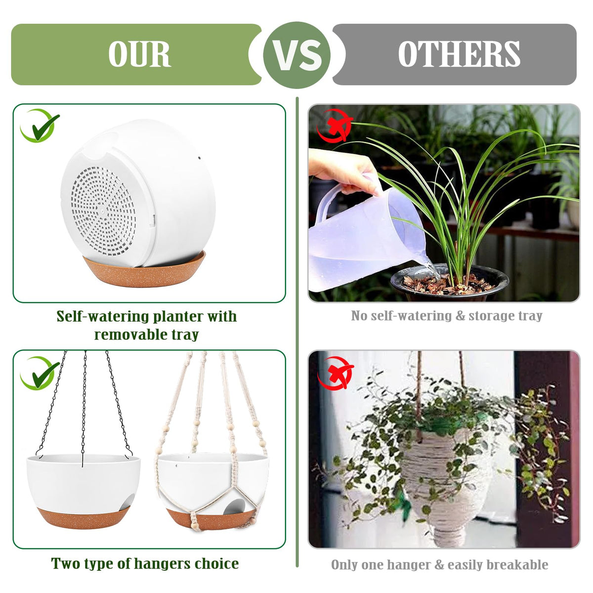 Lucieblessdesign hanging planter drainage holes promote healthy root growth.