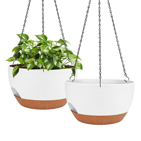 Lucieblessdesign hanging planter white close-up shows self-watering reservoir for steady moisture.