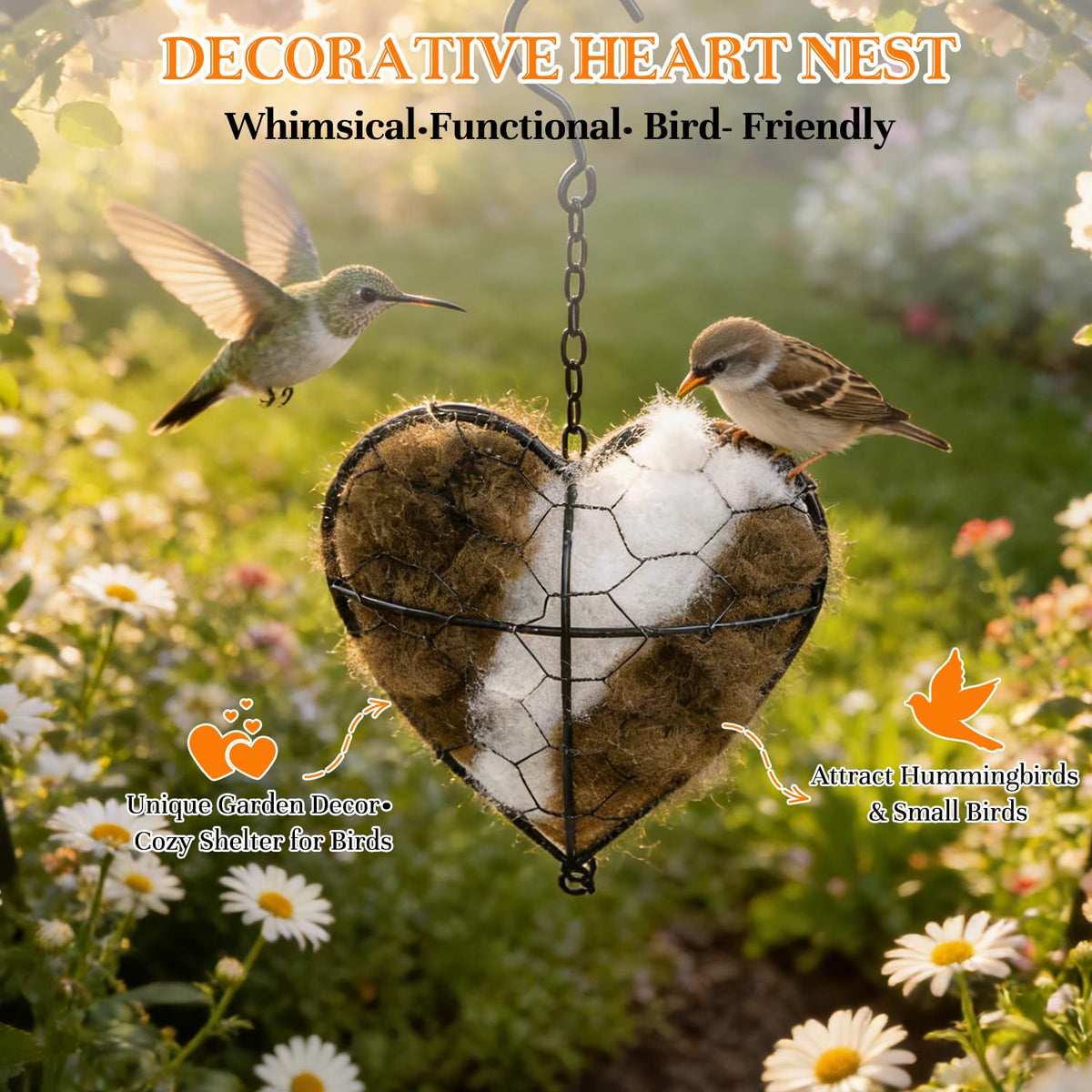 Lucift Alpaca Fiber Bird Nesting Heart interior with refill bundles.