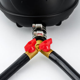 Luckerain 20 ft weighted air lines demonstrating flexible pond placement