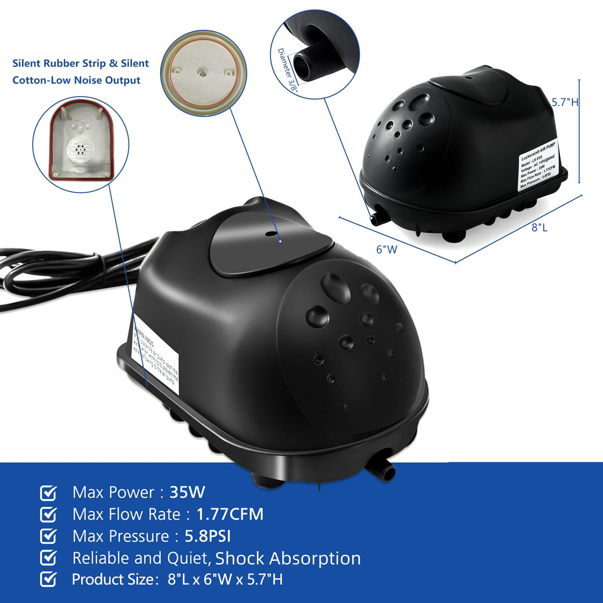 Luckerain airline-weighted-20ft shows durable tubing for steady air supply and easy setup.
