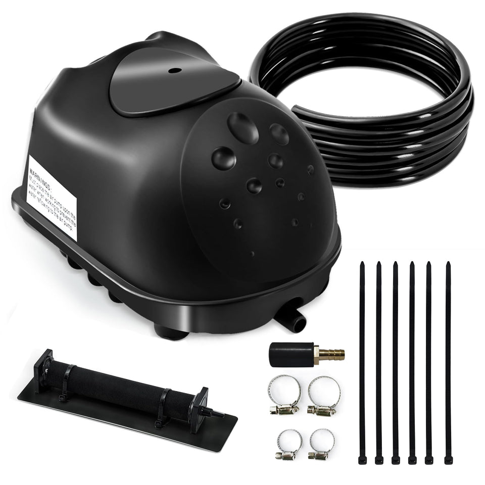 Luckerain pond aerator 8000gallons pump promotes efficient oxygenation for koi ponds.
