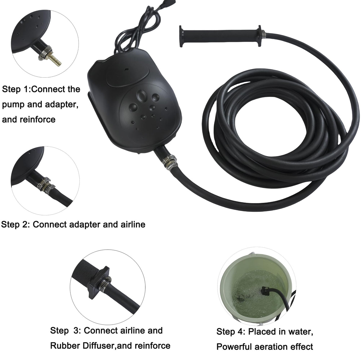 Luckerain submersible-diffuser-stick delivers fine bubble diffusion for oxygenation under water.