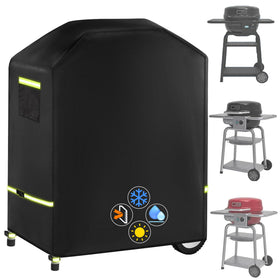 LUCKIPLUS grill cover in place on Weber Bistro Pro for rain protection and a secure fit