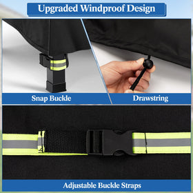LUCKIPLUS grill cover showing reflective strips for nighttime visibility